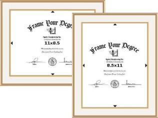 BBBS-Bright gold diploma/certificate frame for 8.5x11 insert with white on gold double matte